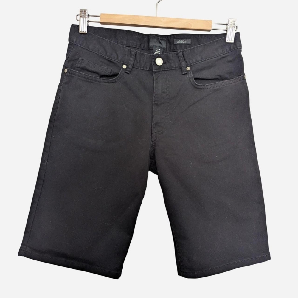 H&M Mens Size 28 Slim Fit Cotton Black Knee Length Shorts Excellent Condition